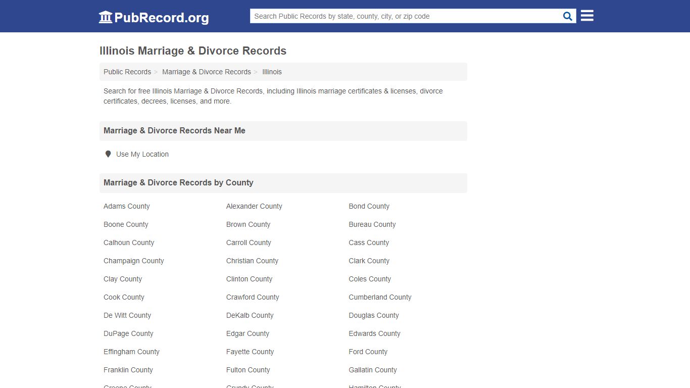 Free Illinois Marriage & Divorce Records - PubRecord.org